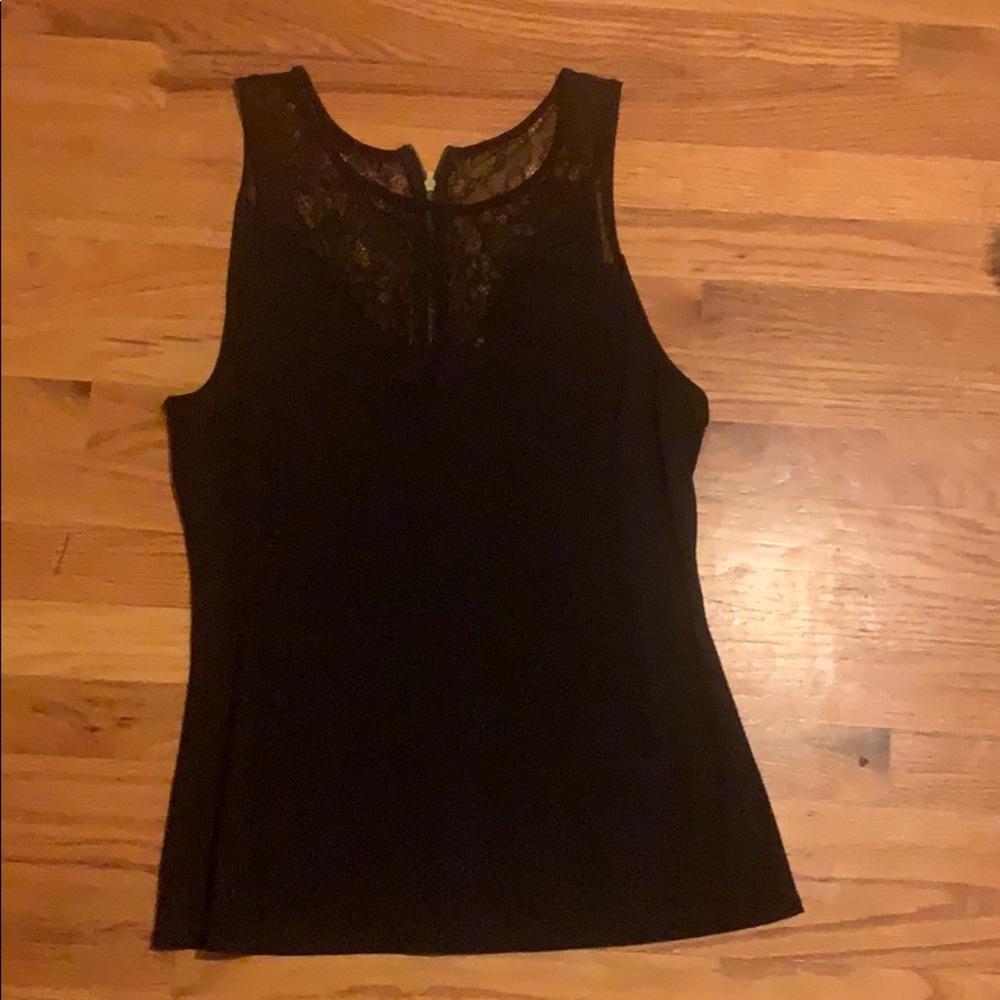 Express tank with lace accent and zipper back